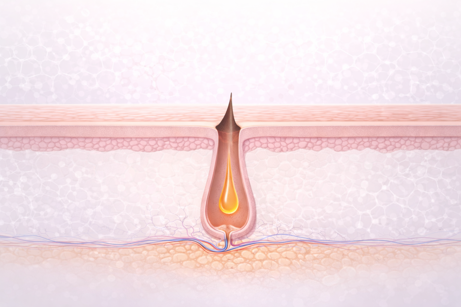 Follicule pileux après épilation - canal folliculaire accessible